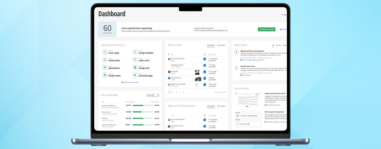 Progress Software releases early access AI-driven generative CMS capability for Sitefinity